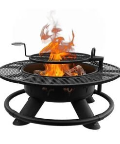 Red Mountain Valley 47 in. Wood-Burning Fire Pit with Adjustable BBQ Grate, Deer Head