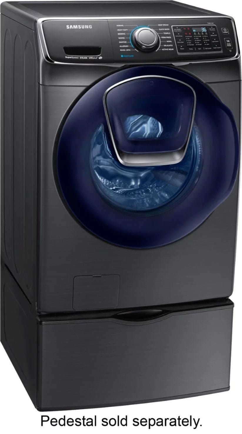 Samsung – 4.5 Cu. Ft. High Efficiency Stackable Front Load Washer with Steam and AddWash – Black stainless steel - Image 2