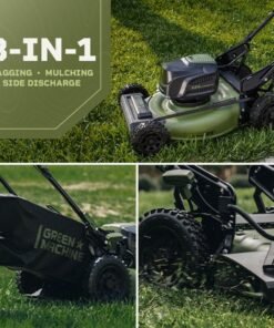 Green Machine 62V 23-Inch Self-Propelled Brushless Cordless Electric Lawn Mower, Includes Two 4.0Ah Batteries and Rapid Charger