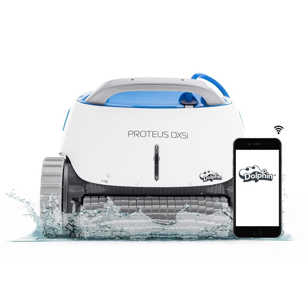 Dolphin Proteus DX5i Wi-Fi Robotic Pool Vacuum Cleaner Pools up to 50 FT – Waterline Scrubber Brush