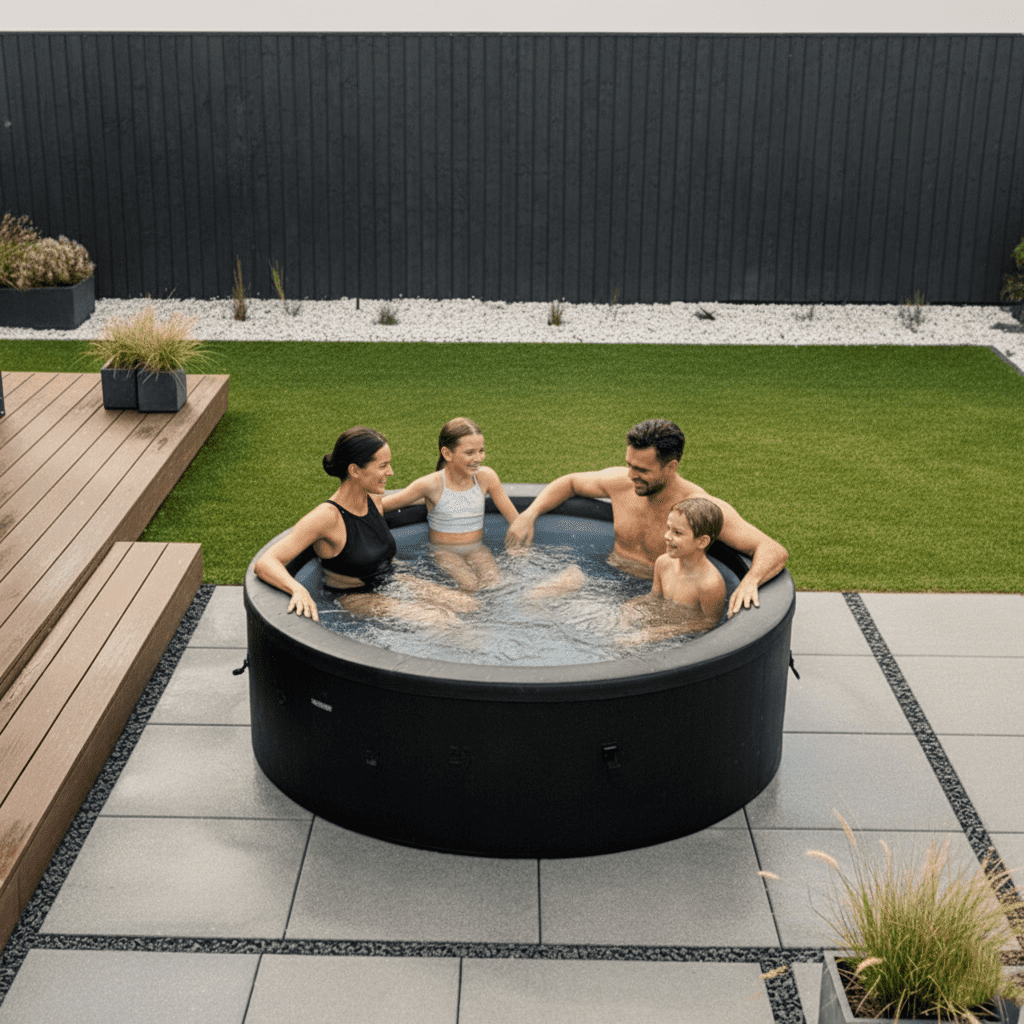 Wave Tahoe 4 Person Eco-Foam Round Hot Tub EnergySave Bundle with 70 Aquajet Massage System | Graphite Gray - Image 4