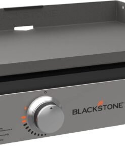 Blackstone 22″ Portable Tabletop Griddle – Dual Burner Flat Top Grill, 24,000 BTU Propane with Stainless Steel Faceplate & Rear Grease System