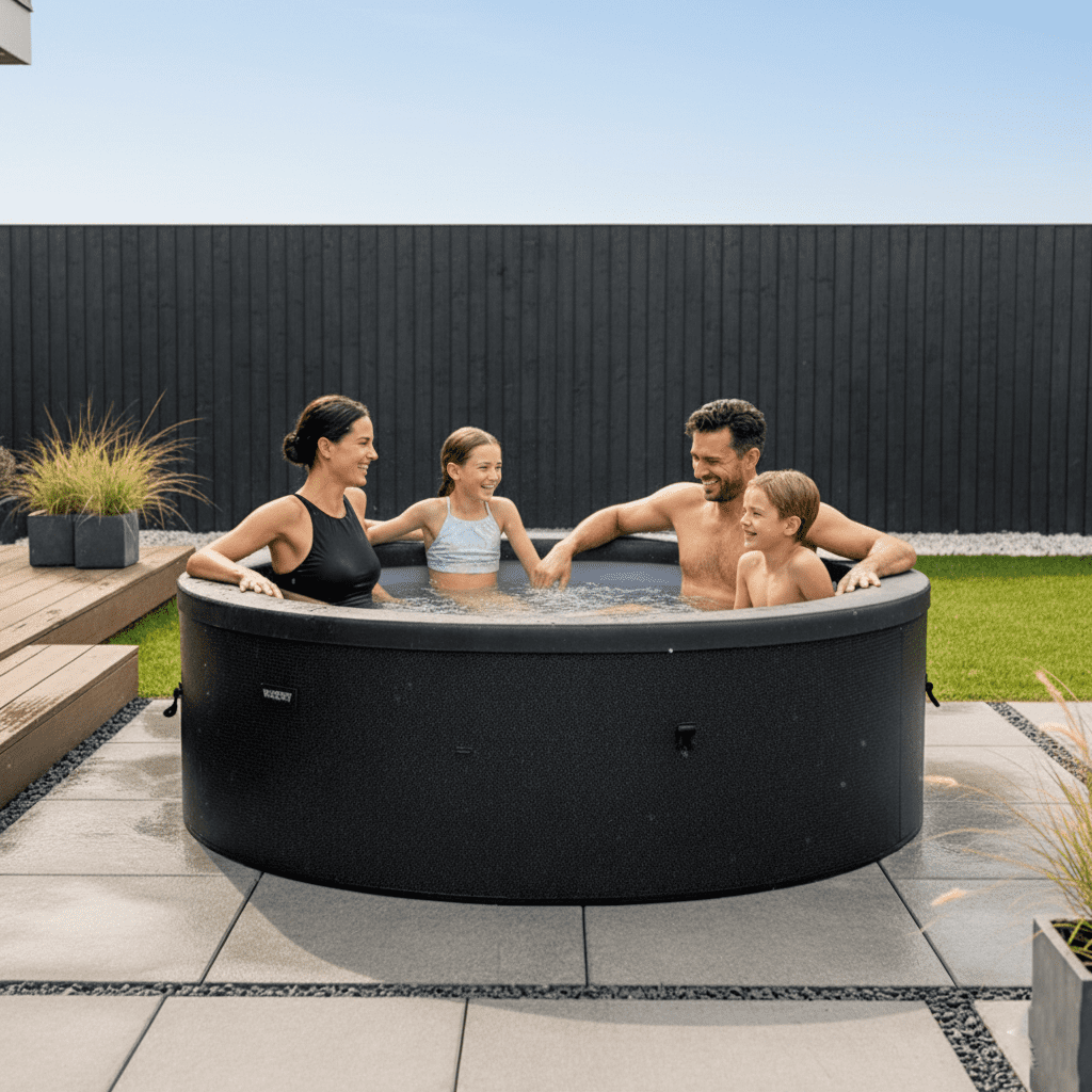 Wave Tahoe 4 Person Eco-Foam Round Hot Tub EnergySave Bundle with 70 Aquajet Massage System | Graphite Gray - Image 2