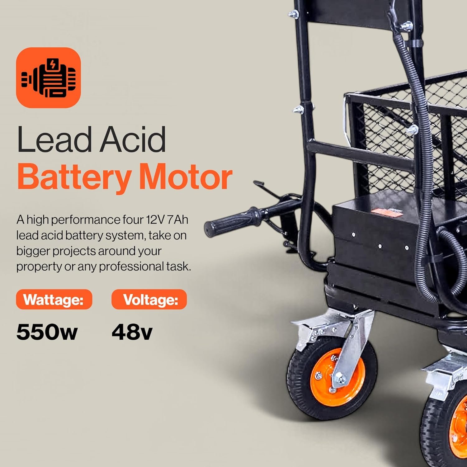 SuperHandy 48V Electric Power Wagon Utility Cart, 660 lb Load, 1000 lb Hauling Capacity - Image 4