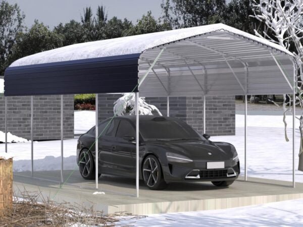 11x19FT Heavy Duty Metal Carport | Galvanized Outdoor Shelter for Cars, Boats & Parties - Image 3