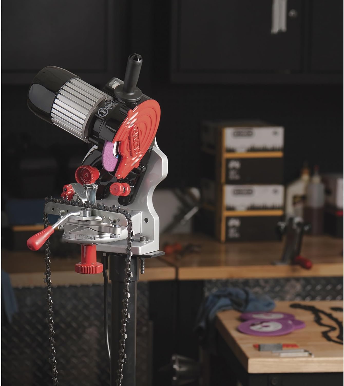 Oregon Professional Compact 120-Volt Bench Grinder, Universal Saw Chain Sharpener, for All Chainsaw Chains (410-120) - Image 2