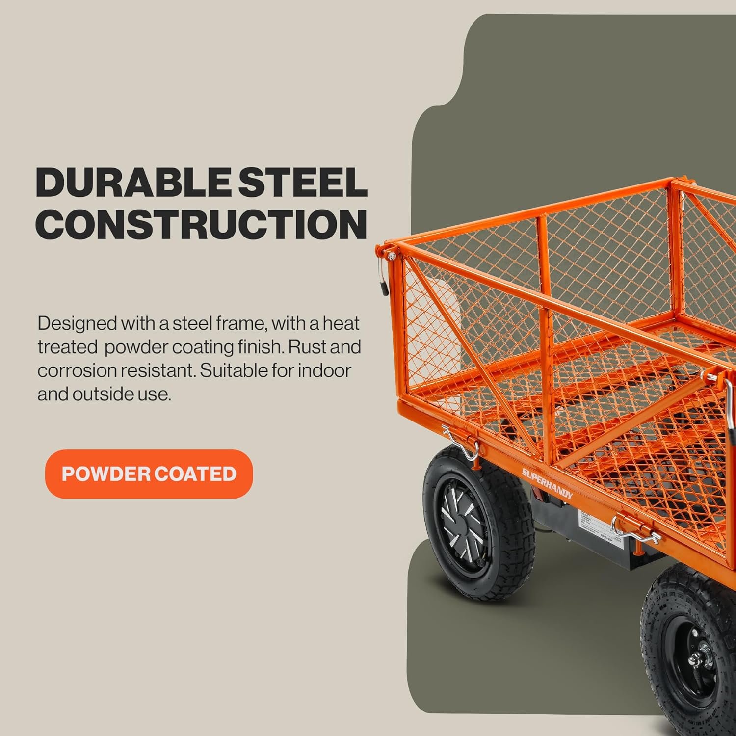 SuperHandy Electric-Assist Garden Cart, 5.7 Cu Ft, 440 lbs Load, All-Terrain Wheels - Image 7