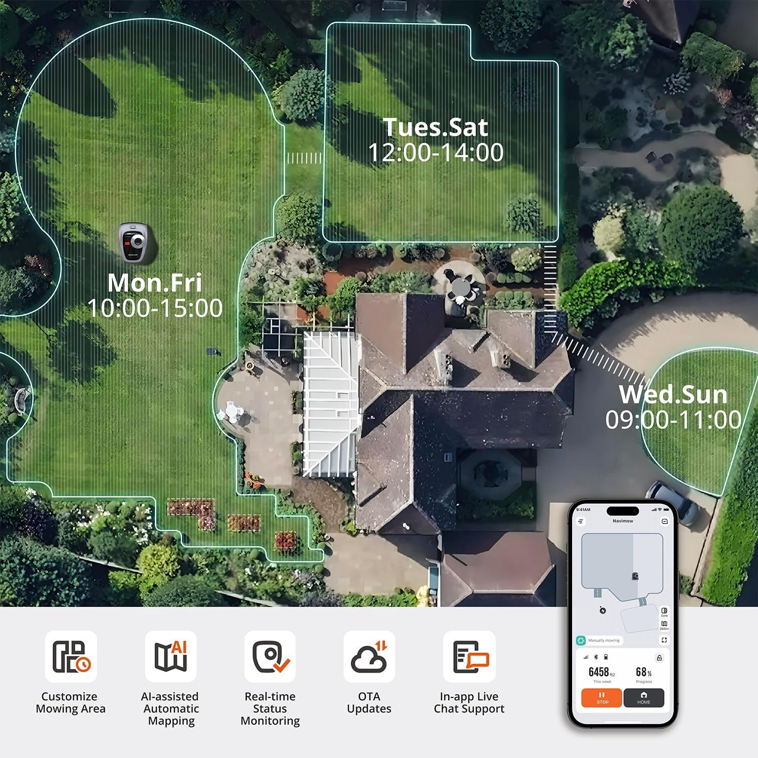 Segway Navimow i105N Robot Lawn Mower, AI Mapping, Perimeter Wire-Free, App Control - Image 12