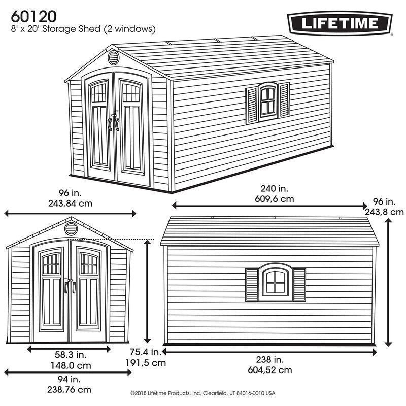 D Plastic Storage Shed 8 ft. W x 20 ft - Image 2