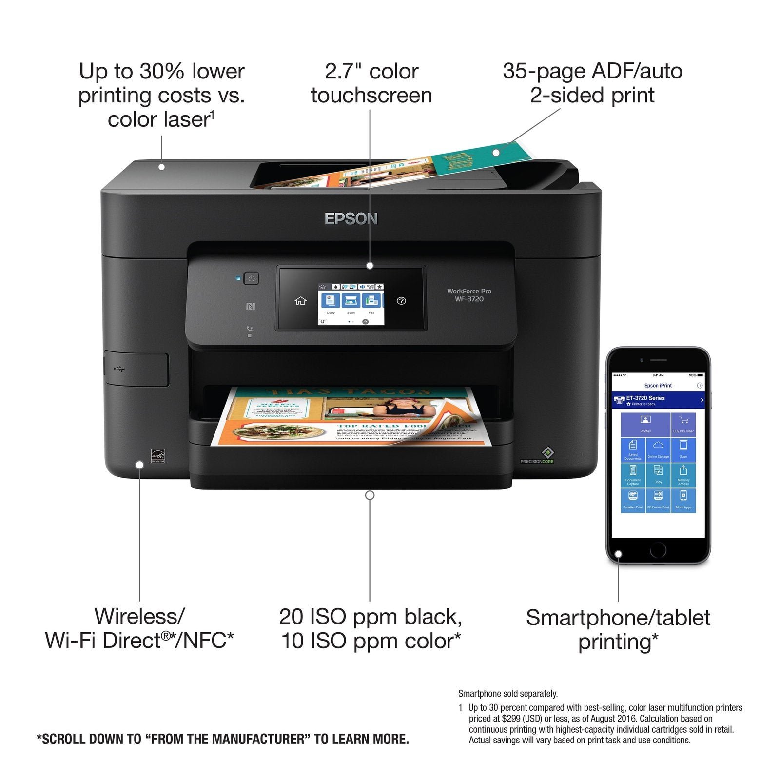 Epson WorkForce Pro WF-3720 Wireless All-in-One Color Inkjet Printer - Image 4