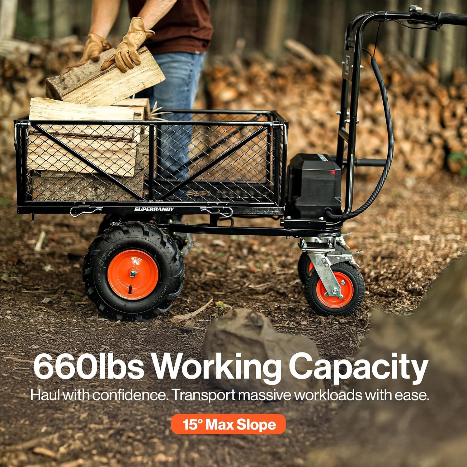 SuperHandy 48V Electric Power Wagon Utility Cart, 660 lb Load, 1000 lb Hauling Capacity - Image 2