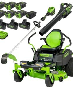 60V 42″ Cordless Battery CrossoverZ Zero Turn Riding Lawn Mower 3-Tool Combo Kit w/ (6) 8Ah Batteries, One(1) 2.5Ah Battery & Four (4) Chargers
