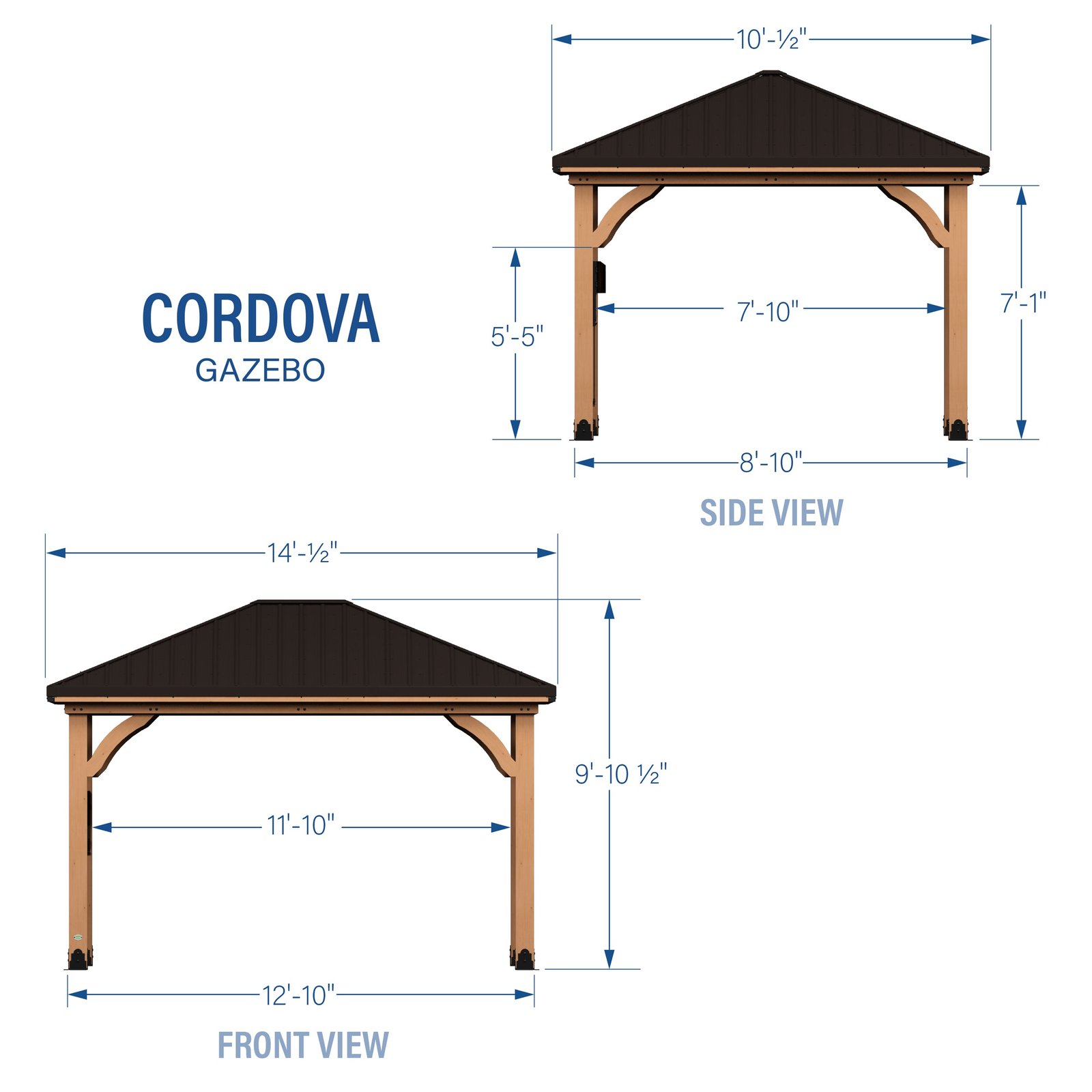 Cordova 14×10 Outdoor Gazebo with Steel Frame and Weather-Resistant Canopy - Image 2