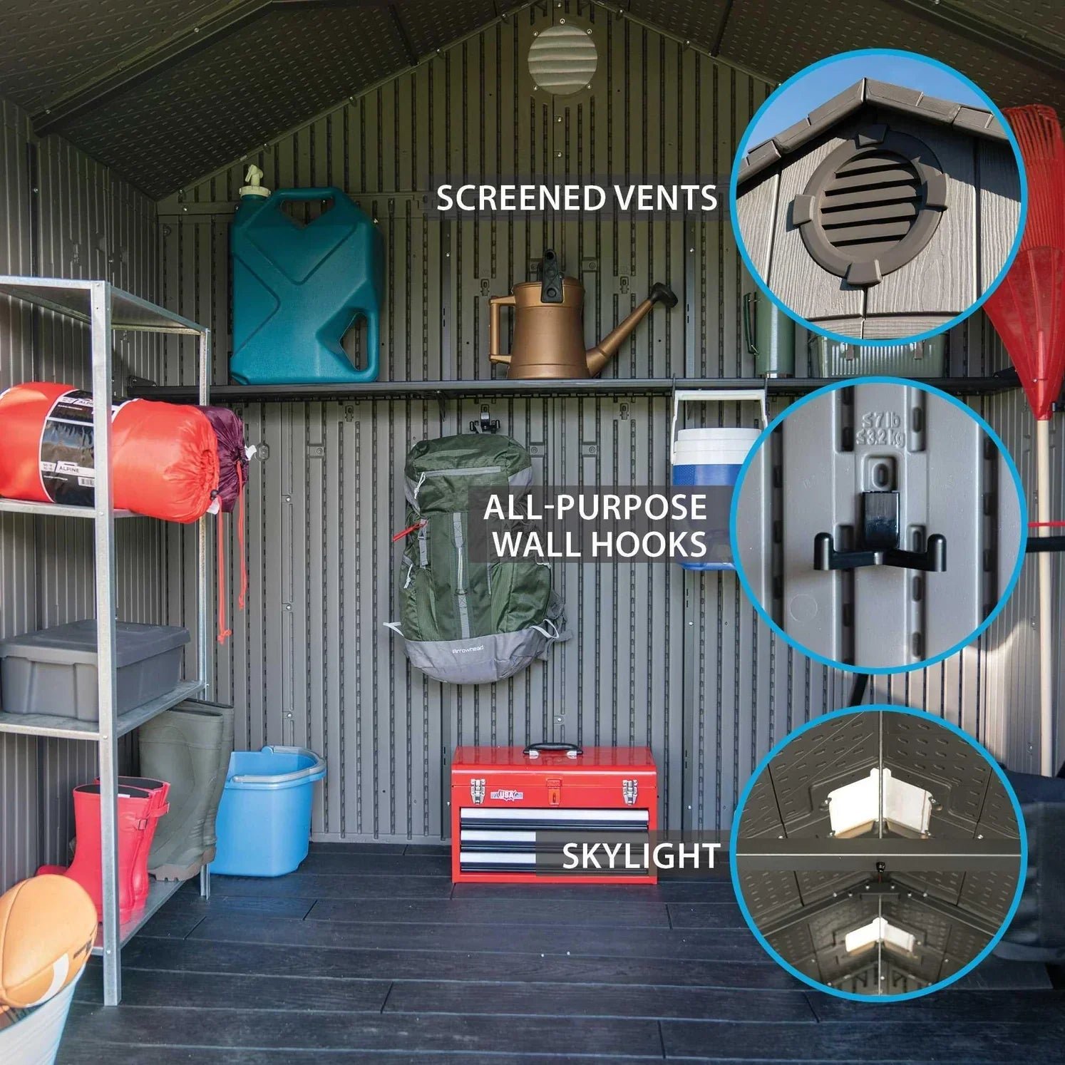 Lifetime 8 Ft x 7.5 Ft Outdoor Storage Shed - Image 26