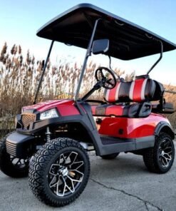 Terminator 48v Electric Golf Cart Four Seater BRAND NEW – Massive Rims/Tires Flip Seat & Optionally Fully Loaded – Red Body/Red Seats