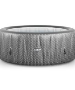 Wave Atlantic 6-Person Inflatable Hot Tub | Integrated Eco Heater | 130 Aquajet Massage System | Anti-Freeze Protection | Quick 15-Minute Setup | Gray Rattan