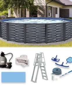 Blue Wave Affinity 24-ft Round 52-in Deep 7-in Top Rail Resin Swimming Pool Package