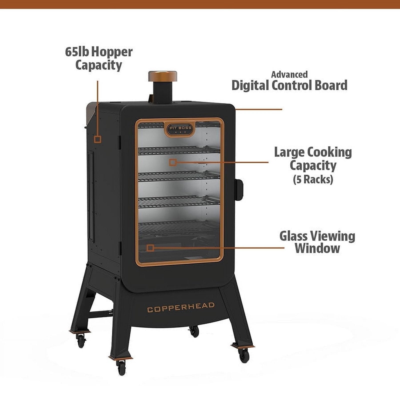 Pit Boss 1300 Connected Pellet Smoker Copperhead – Onyx Edition with Wi-Fi® - Image 2