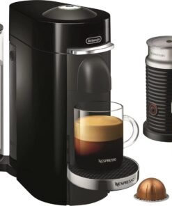 De’Longhi – Nespresso Vertuo Plus Deluxe Coffee and Espresso Maker by De’Longhi, Piano Black with Aeroccino Milk Frother – Piano Black