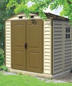 DuraMax 8ft x 6ft Storeall Vinyl Shed with Foundation Kit and window