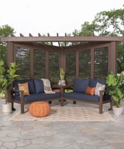Hillsdale Traditional Steel Cabana Pergola with Conversational Seating