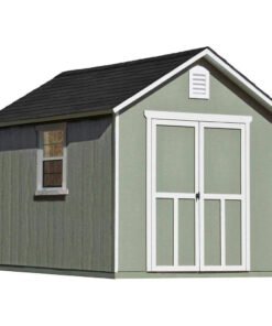 Installed Meridian 8 ft. x 10 ft. Wood Storage Shed with Driftwood Shingles