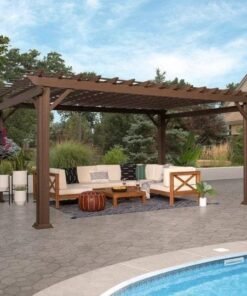 16×12 ashford traditional steel pergola with sail shade soft canopy