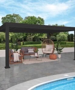 16×12 trenton modern steel pergola with sail shade soft canopy
