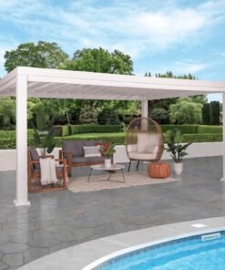 16×12 Windham Modern Steel Pergola With Sail Shade Soft Canopy