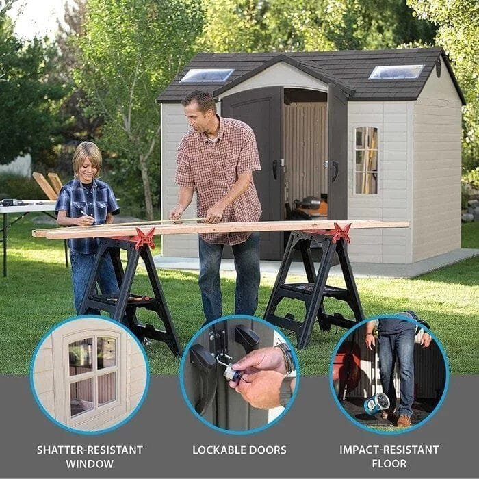 Side 10 ft. W x 8 ft. D Plastic Storage Shed - Image 5