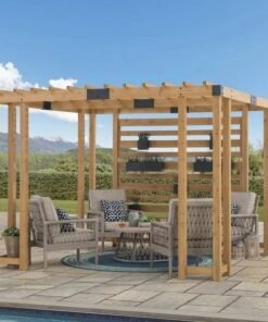 SummerCove 10.5 ft. x 10 ft. Cedar Wood Pergola with Adjustable Hanging Planters