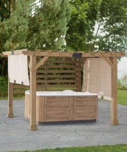 SummerCove 11 ft. x 10 ft. Tan Cedar Frame Wood Pergola with Adjustable Canopy