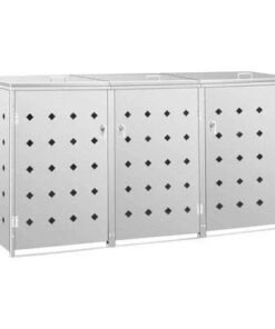 vidaXL Triple Wheelie Bin Shed 63.4 gal Stainless