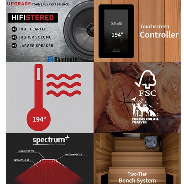 Finnmark FD-4 Trinity 2-Person Infrared & Steam Sauna with Red Light and Traditional Heat - Image 11