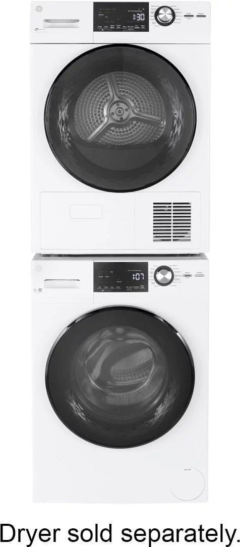 GE – 2.4 Cu. Ft. High Efficiency Stackable Front Load Washer with Steam and Sanitize – White - Image 2